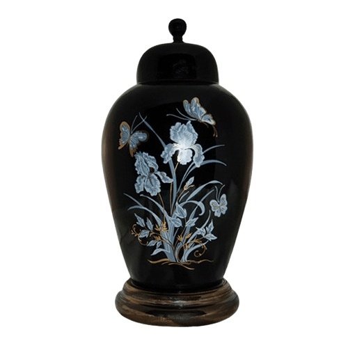 Iris Black Ceramic Cremation Urn